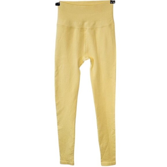 Spiritual Gangster Pants - Spiritual Gangster Womens Love Sculpt Legging, Ribbed, Athletic,Yellow,Size XS/S